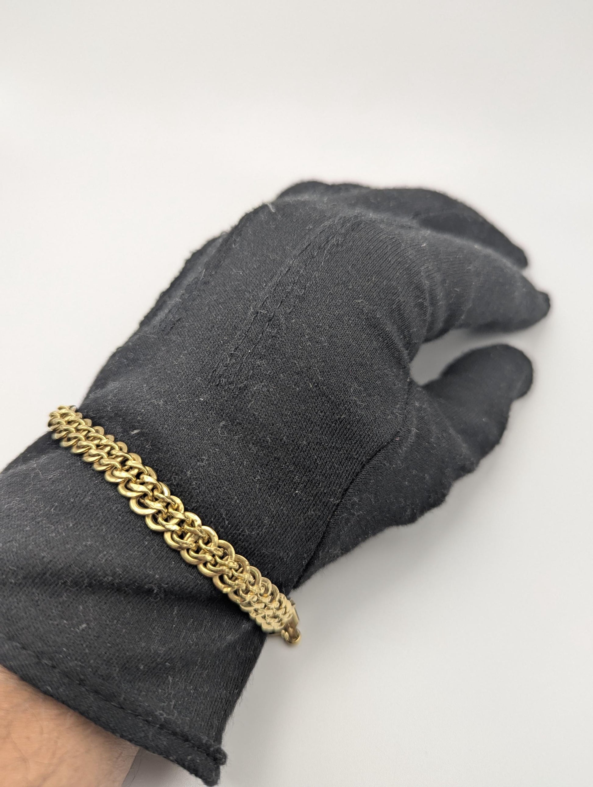 18k Yellow Gold ITALY Double 6.5 grams Link 8 mm Women Bracelet 7.5" Snake Chain Bracelet