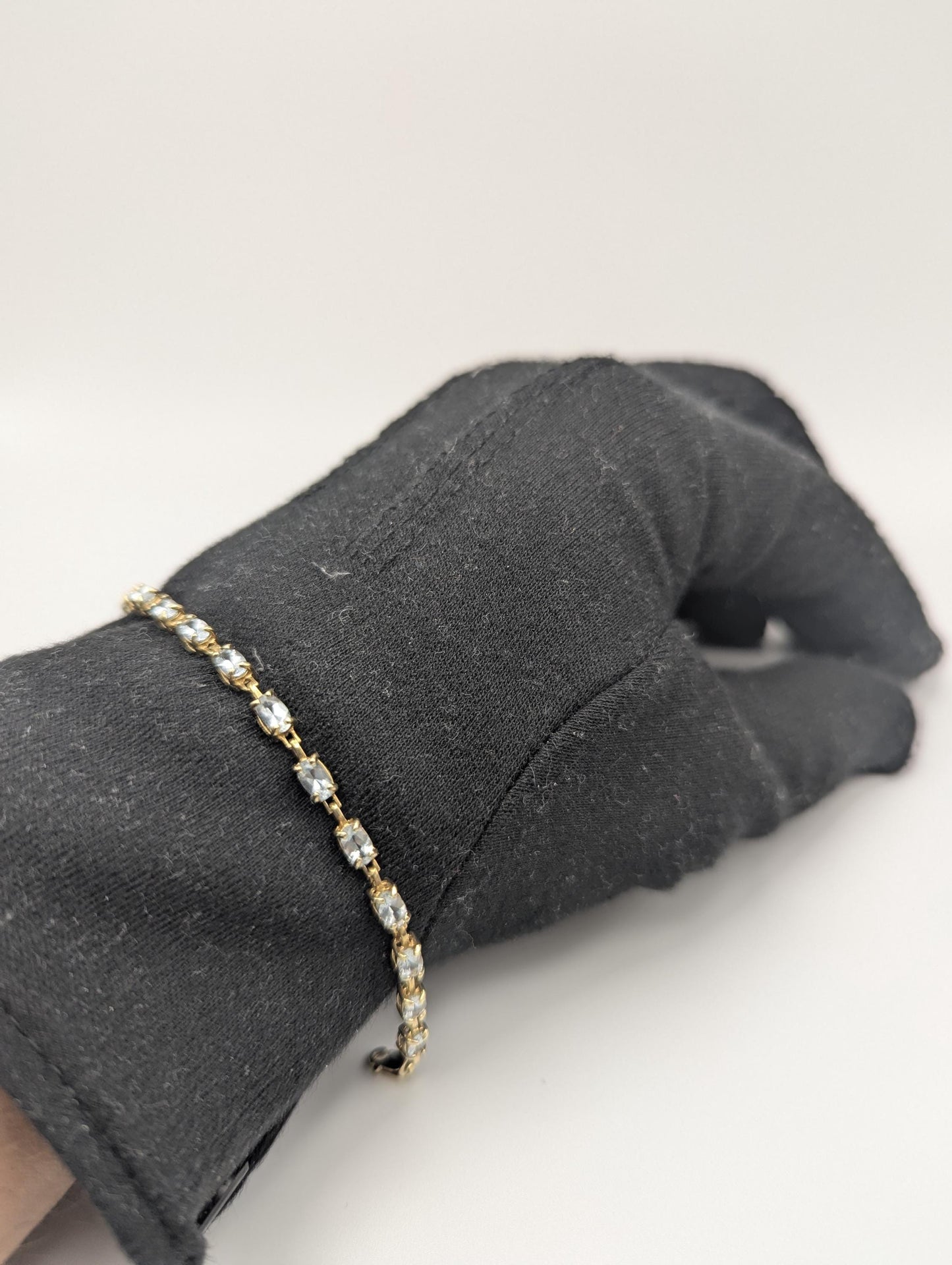 10k Yellow Gold Blue Aquamarine Bracelet. Aquamarine Tennis Bracelet 7.5"