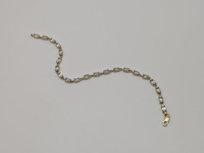 10k Yellow Gold Blue Aquamarine Bracelet. Aquamarine Tennis Bracelet 7.5"
