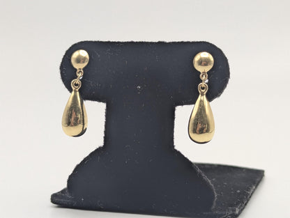 14K Yellow Gold Tear-Drop Earrings. Tear-Drop Dangle Earrings.