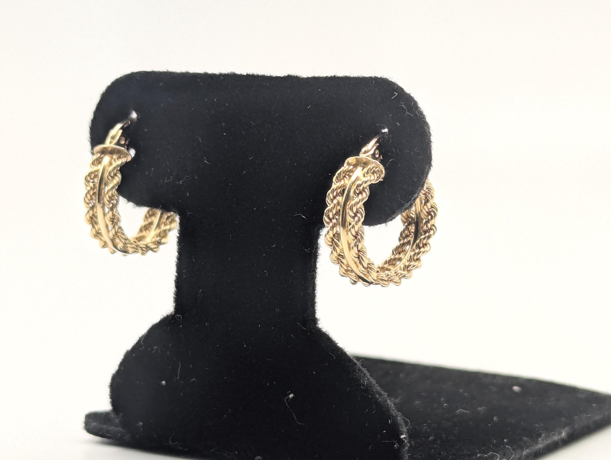 14k Gold Twisted Rope Hoop Earrings. Wire Hoop Earrings Real Solid Yellow Gold Small Hoops