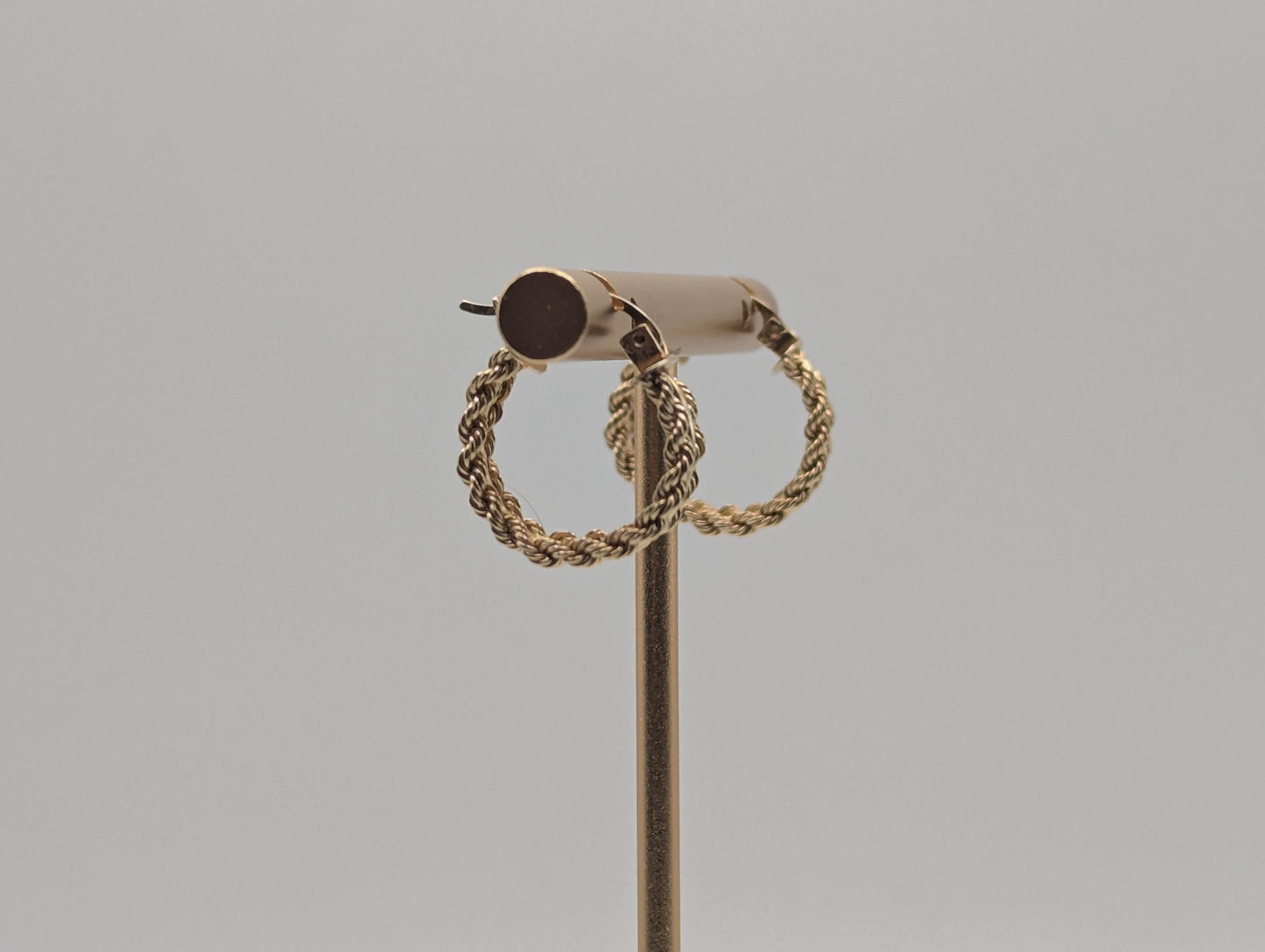 14k Gold Twisted Rope Hoop Earrings. Wire Hoop Earrings Real Solid Yellow Gold Small Hoops