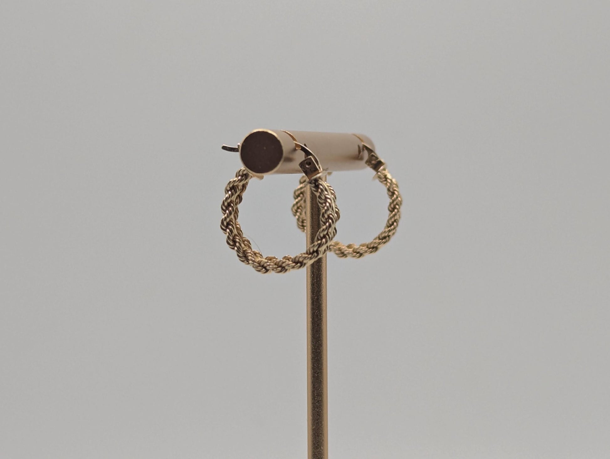 14k Gold Twisted Rope Hoop Earrings. Wire Hoop Earrings Real Solid Yellow Gold Small Hoops