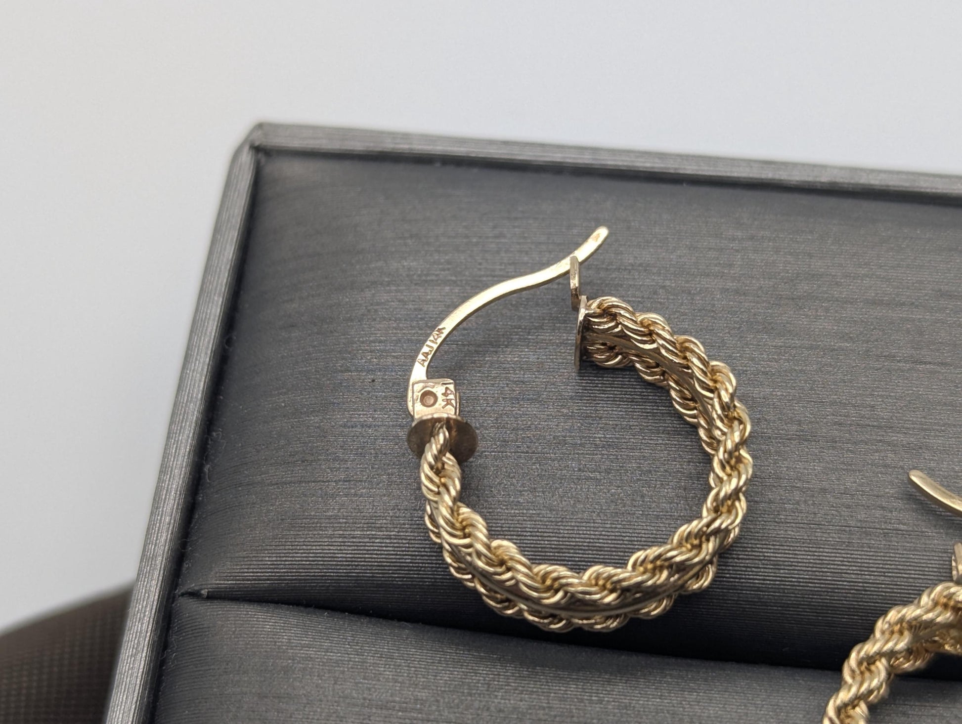 14k Gold Twisted Rope Hoop Earrings. Wire Hoop Earrings Real Solid Yellow Gold Small Hoops