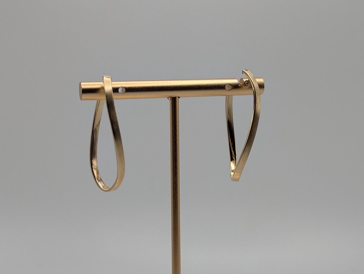 14k JCM Jacmel Twisted Long Hoop Earrings. Minimalist Twisted Hoops