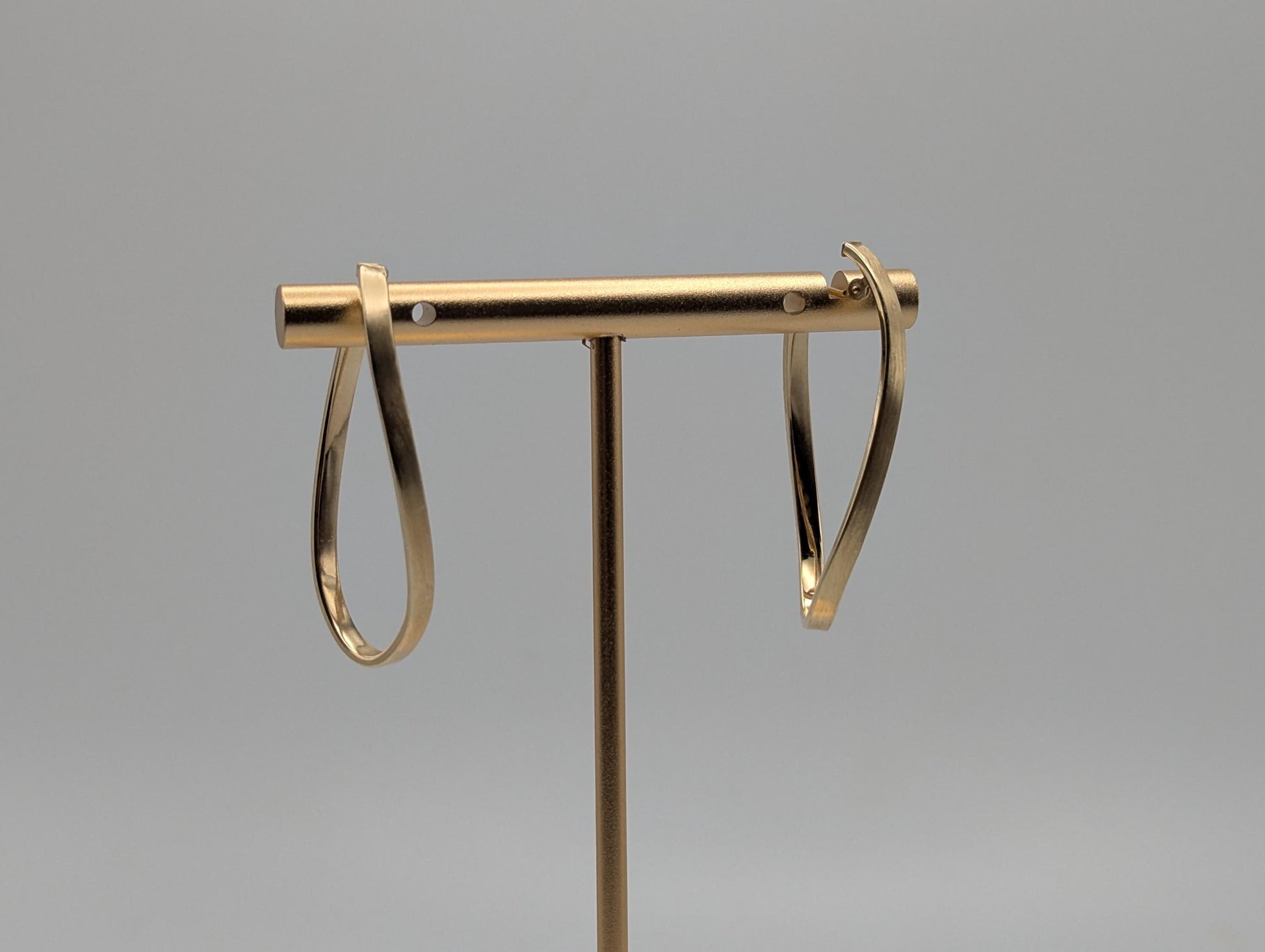 14k JCM Jacmel Twisted Long Hoop Earrings. Minimalist Twisted Hoops