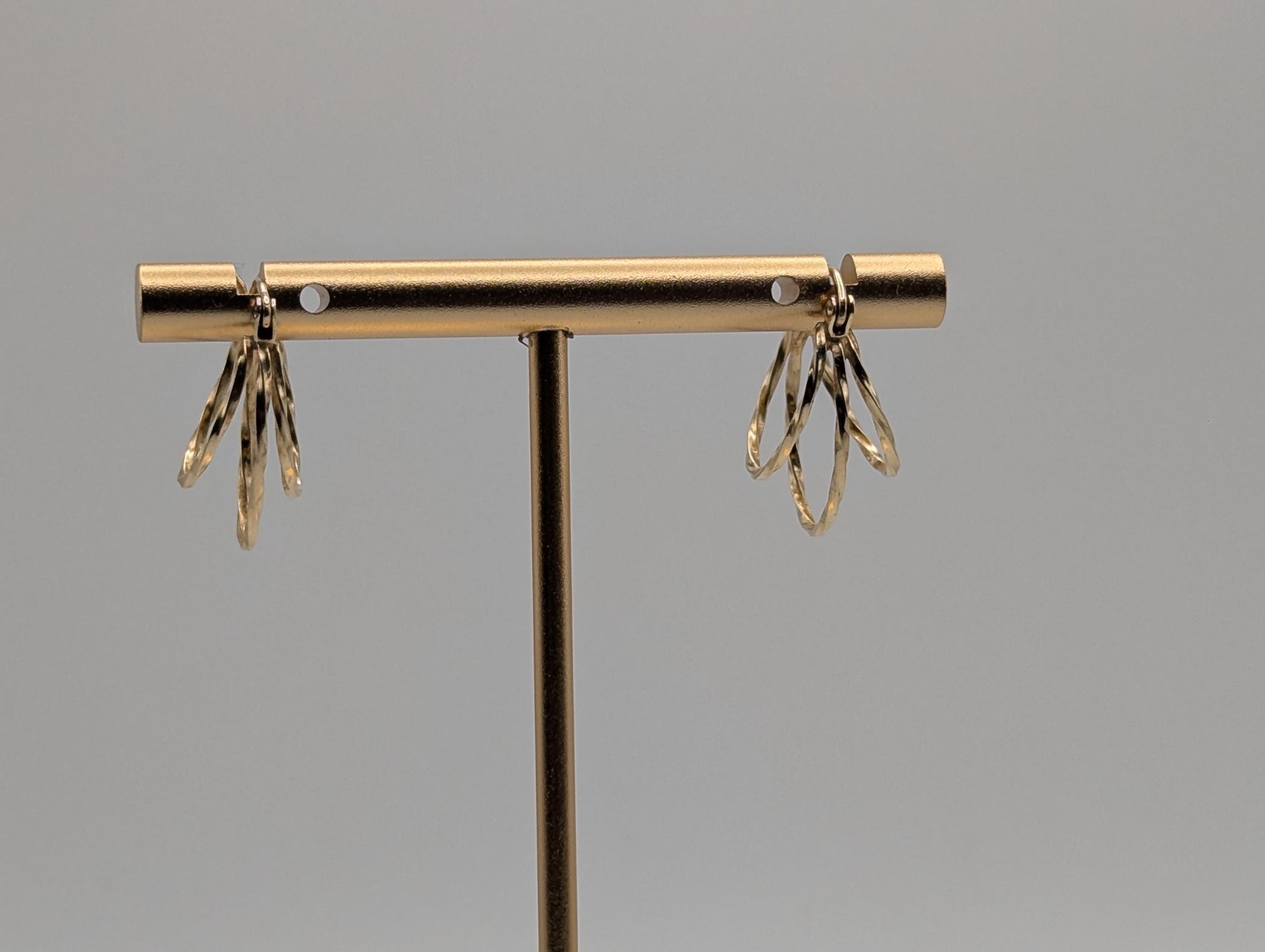 14k Vintage Yellow Gold Triple Hoop Oval Earrings Gold Hoops Hinged