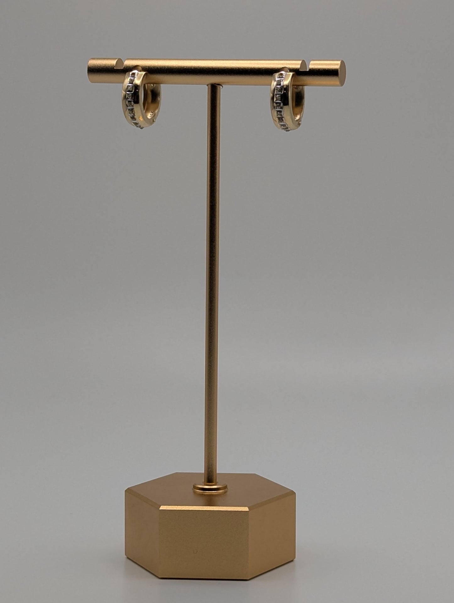 14k Multi-Gold Huggie Style Hoop Earrings Womens Small Huggie Earrings