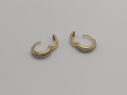 14k Multi-Gold Huggie Style Hoop Earrings Womens Small Huggie Earrings