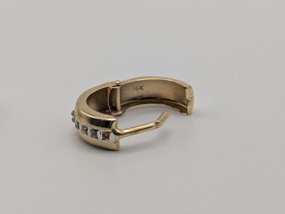 14k Multi-Gold Huggie Style Hoop Earrings Womens Small Huggie Earrings