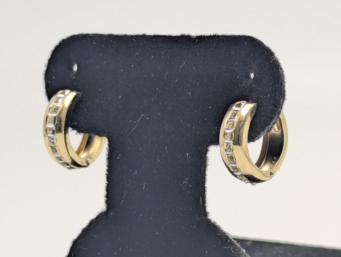 14k Multi-Gold Huggie Style Hoop Earrings Womens Small Huggie Earrings