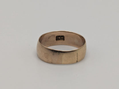 14k Yellow Gold Cigar Band Style Wedding Band. Wedding Ring. Anniversary Band.