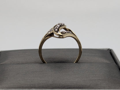 10K Yellow Gold Wave Diamond Ring Promise Love Cocktail Ring Fancy Infinity Band