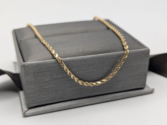 14k Italy Yellow Gold Twisted Bracelet Rope Chain 18" Specialty Wheat Chain Link