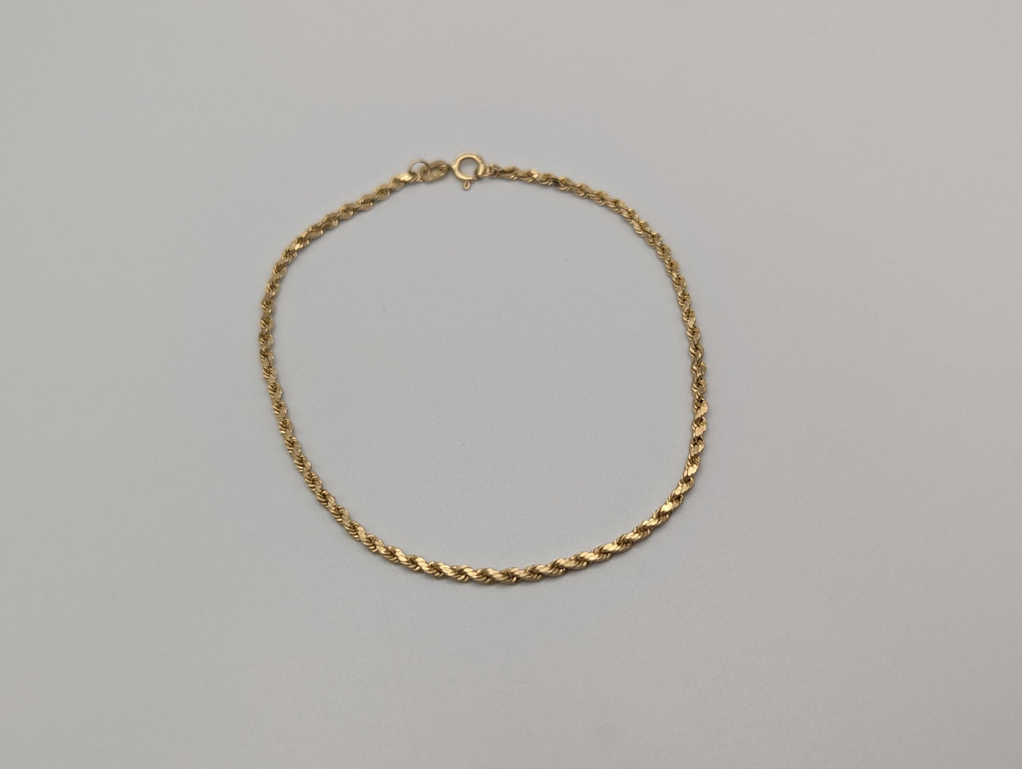 14k Italy Yellow Gold Twisted Bracelet Rope Chain 18" Specialty Wheat Chain Link