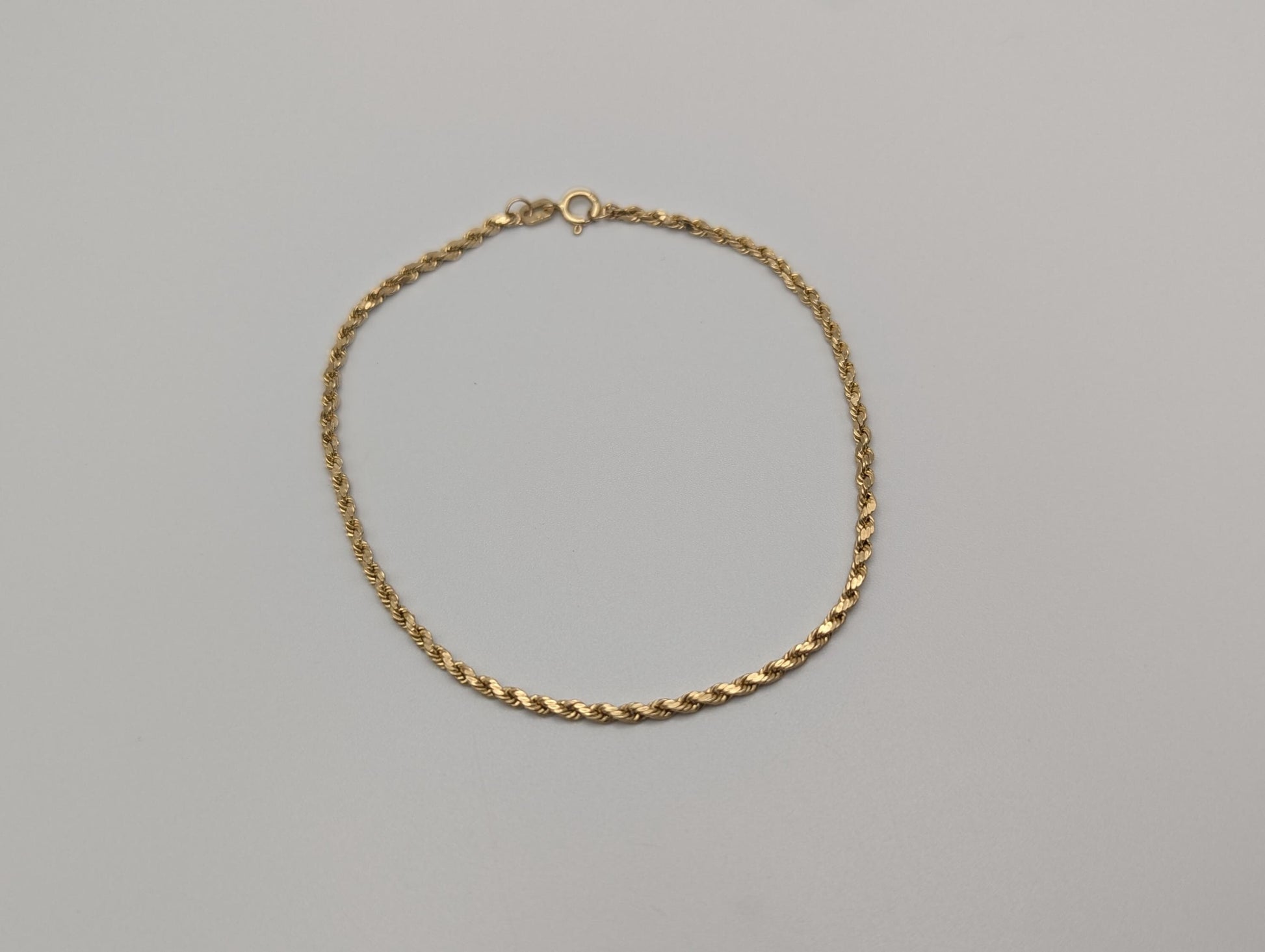 14k Italy Yellow Gold Twisted Bracelet Rope Chain 18" Specialty Wheat Chain Link