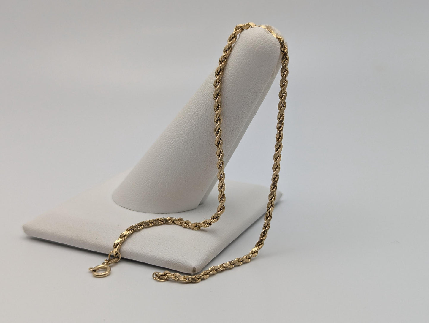 14k Italy Yellow Gold Twisted Bracelet Rope Chain 18" Specialty Wheat Chain Link