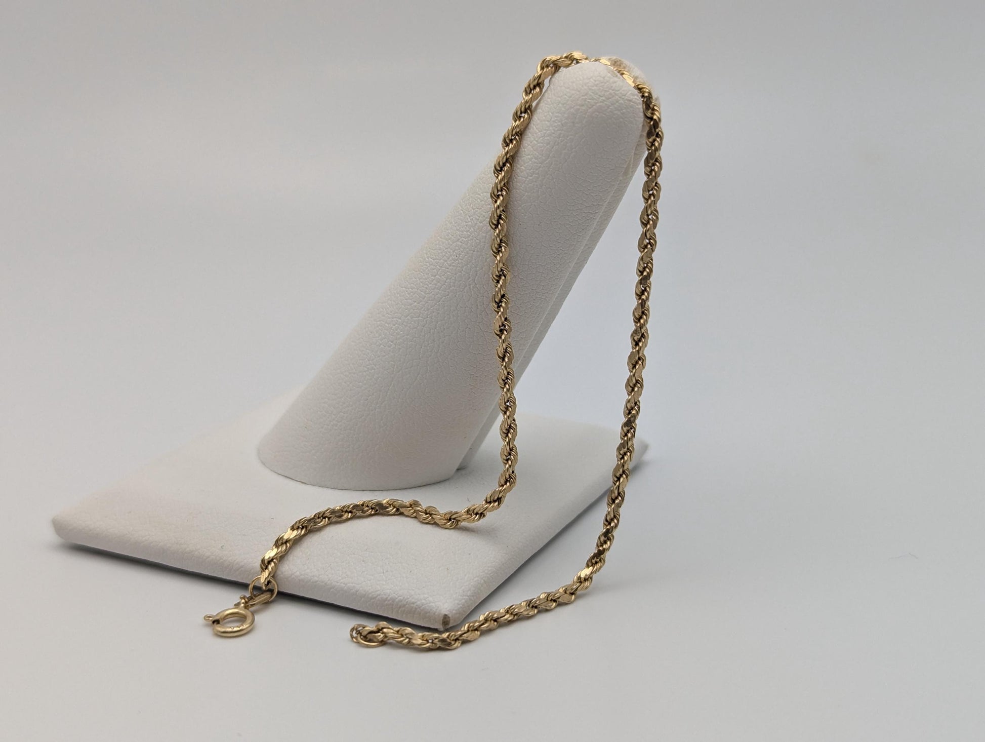 14k Italy Yellow Gold Twisted Bracelet Rope Chain 18" Specialty Wheat Chain Link