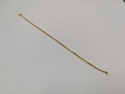 14k Italy Yellow Gold Twisted Bracelet Rope Chain 18" Specialty Wheat Chain Link