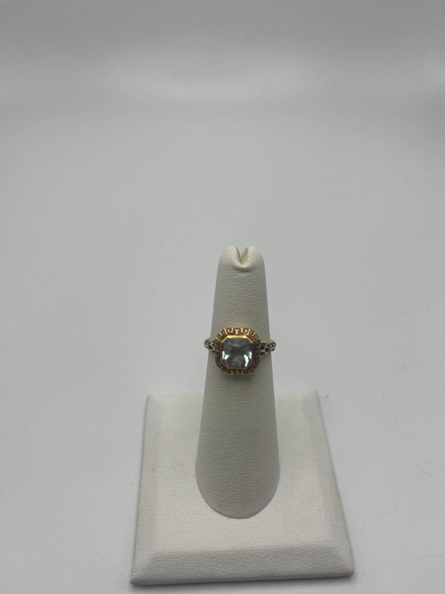 14k Solid Gold Aquamarine Cocktail Filigree Statement Ring Art Deco Ring