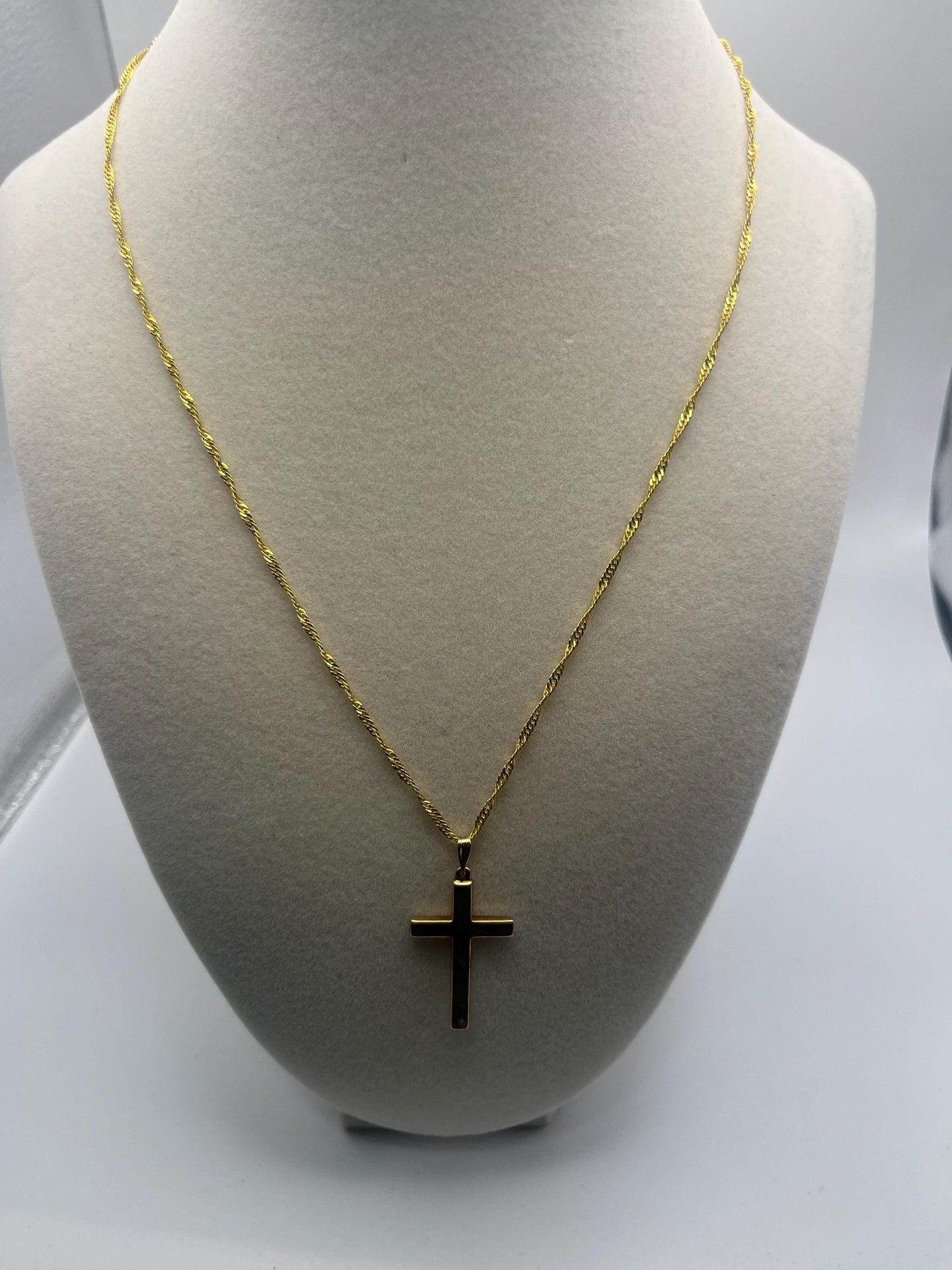 14k Yellow Gold Cross Pendant Necklace + Complimentary 14k GF 18"