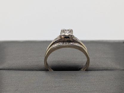 14k Yellow Gold Diamond Wedding Set. Vintage Diamond Engagement Ring. Wedding Ring.