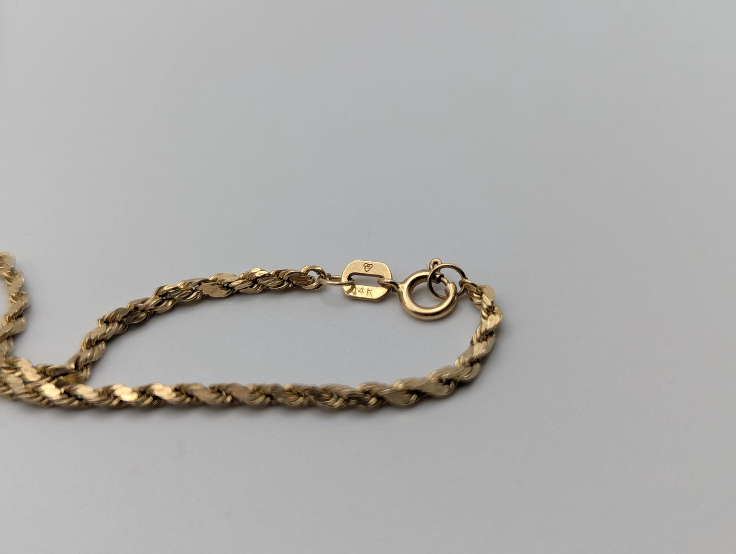 14k Italy Yellow Gold Twisted Bracelet Rope Chain 18" Specialty Wheat Chain Link