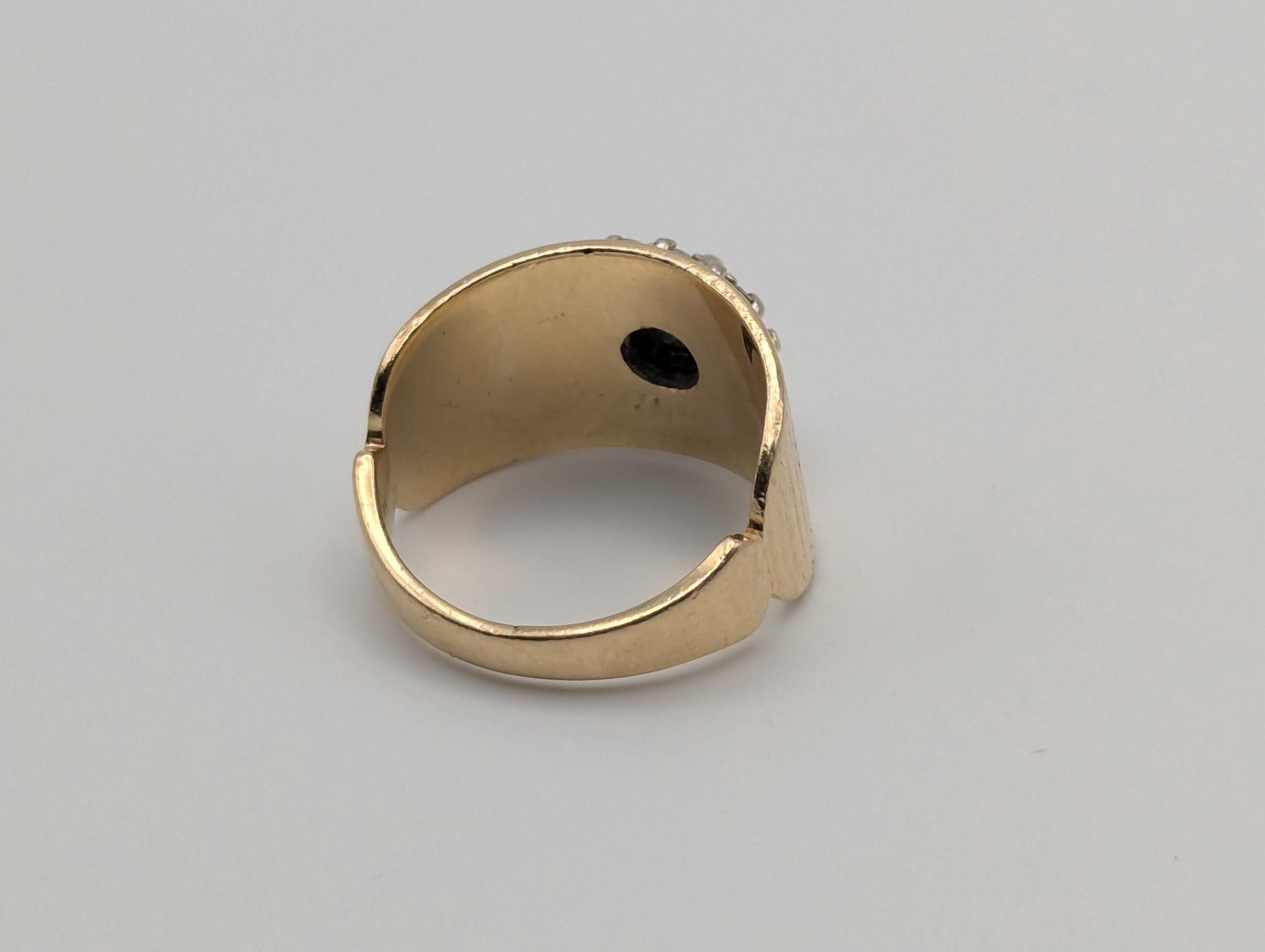 14k Vintage Yellow Gold Emerald and Diamond Cluster Ring Cocktail Ring Statement Ring