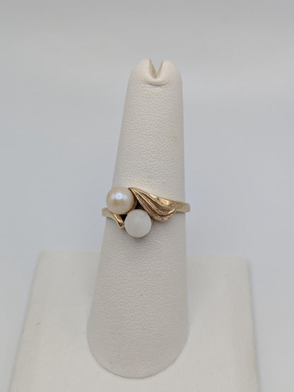 14k Yellow Gold Vintage Pearl Ring Cocktail Ring Statement Ring
