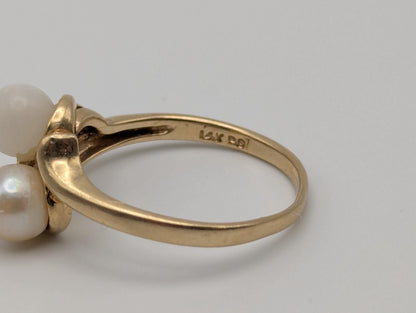 14k Yellow Gold Vintage Pearl Ring Cocktail Ring Statement Ring