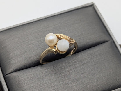 14k Yellow Gold Vintage Pearl Ring Cocktail Ring Statement Ring
