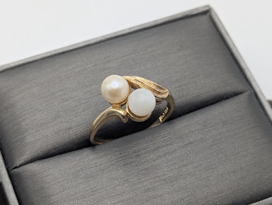 14k Yellow Gold Vintage Pearl Ring Cocktail Ring Statement Ring