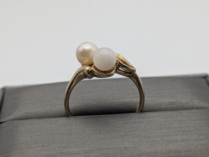 14k Yellow Gold Vintage Pearl Ring Cocktail Ring Statement Ring