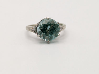 10k White Gold Green Quartz Oval and Spinel Statement Ring Cocktail Ring