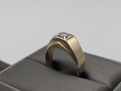 14k HEAVY Yellow Gold Diamond .50 ct Solitaire Ring Mens Statement Ring Wedding Ring