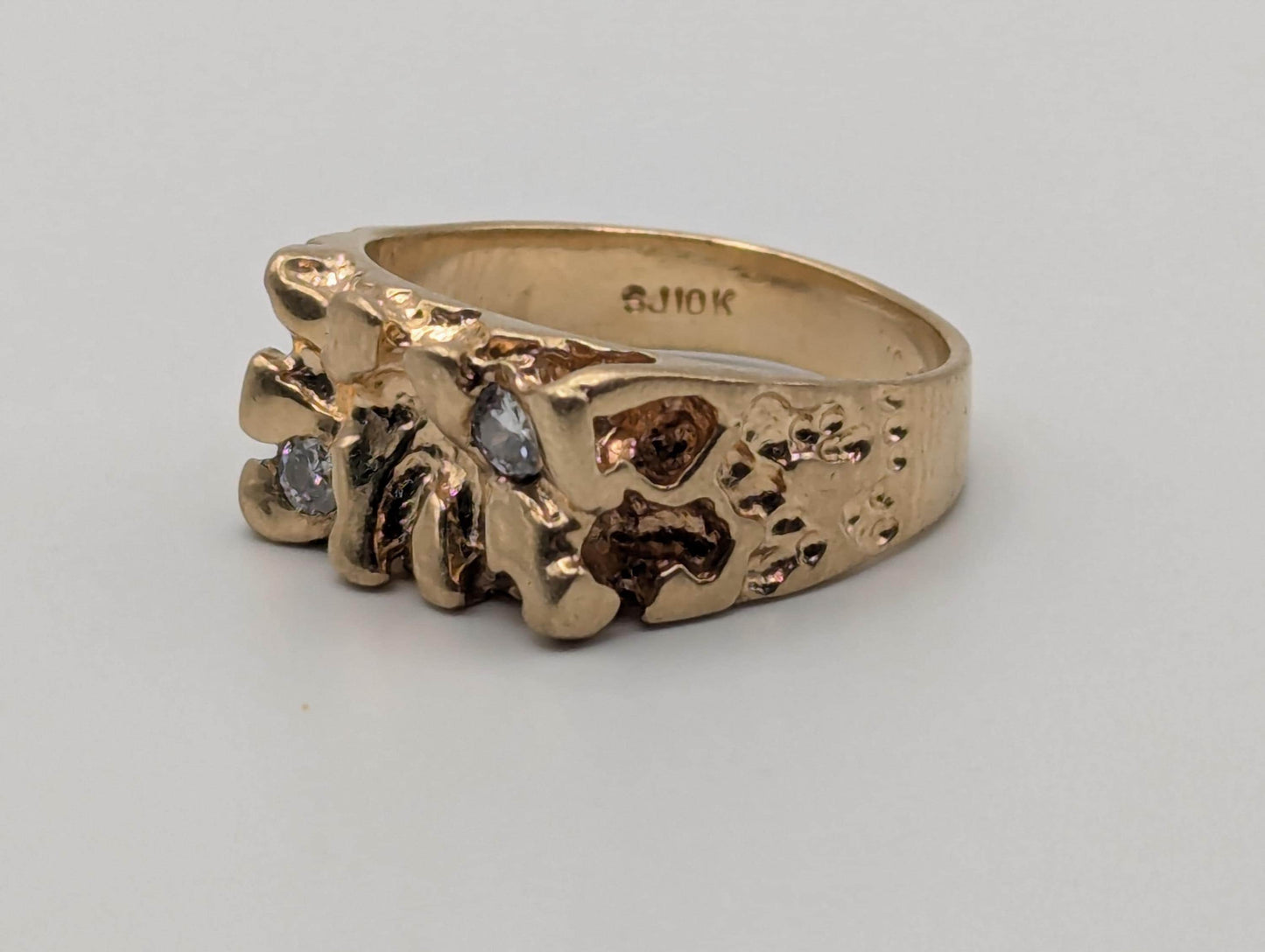 10k Yellow Gold Vintage Diamond Nugget Cluster Ring Cocktail Statement Vintage Ring