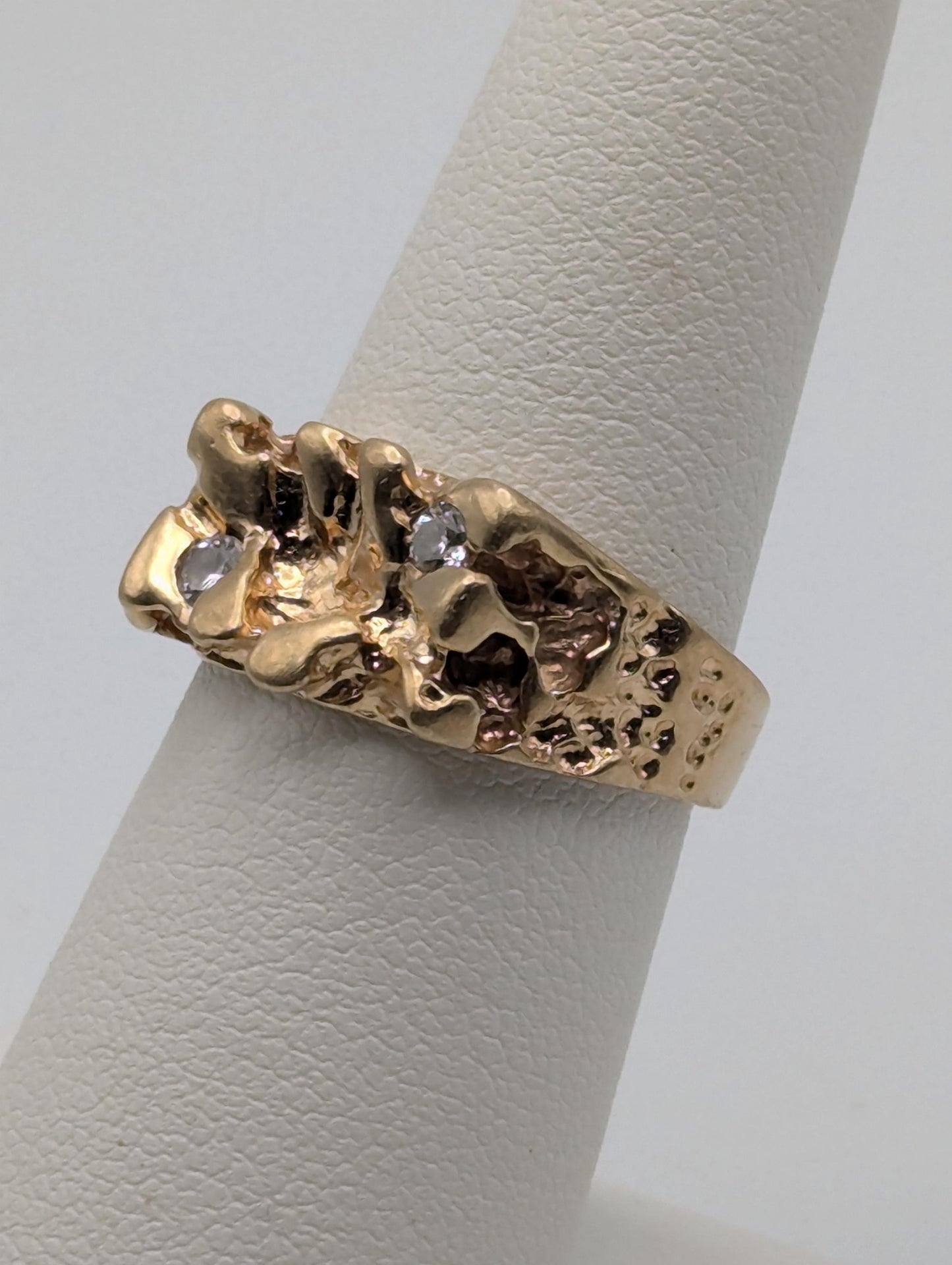 10k Yellow Gold Vintage Diamond Nugget Cluster Ring Cocktail Statement Vintage Ring