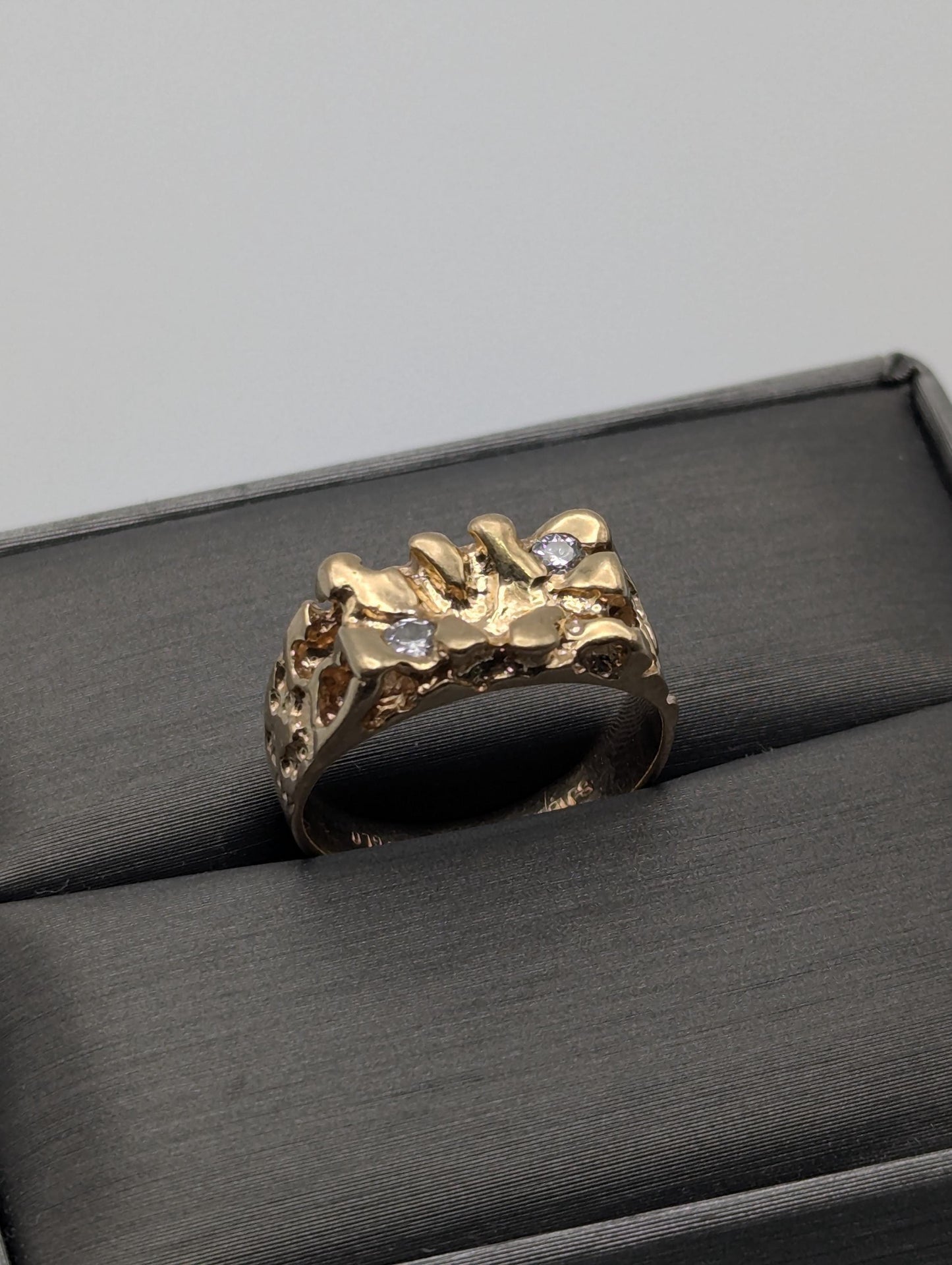 10k Yellow Gold Vintage Diamond Nugget Cluster Ring Cocktail Statement Vintage Ring