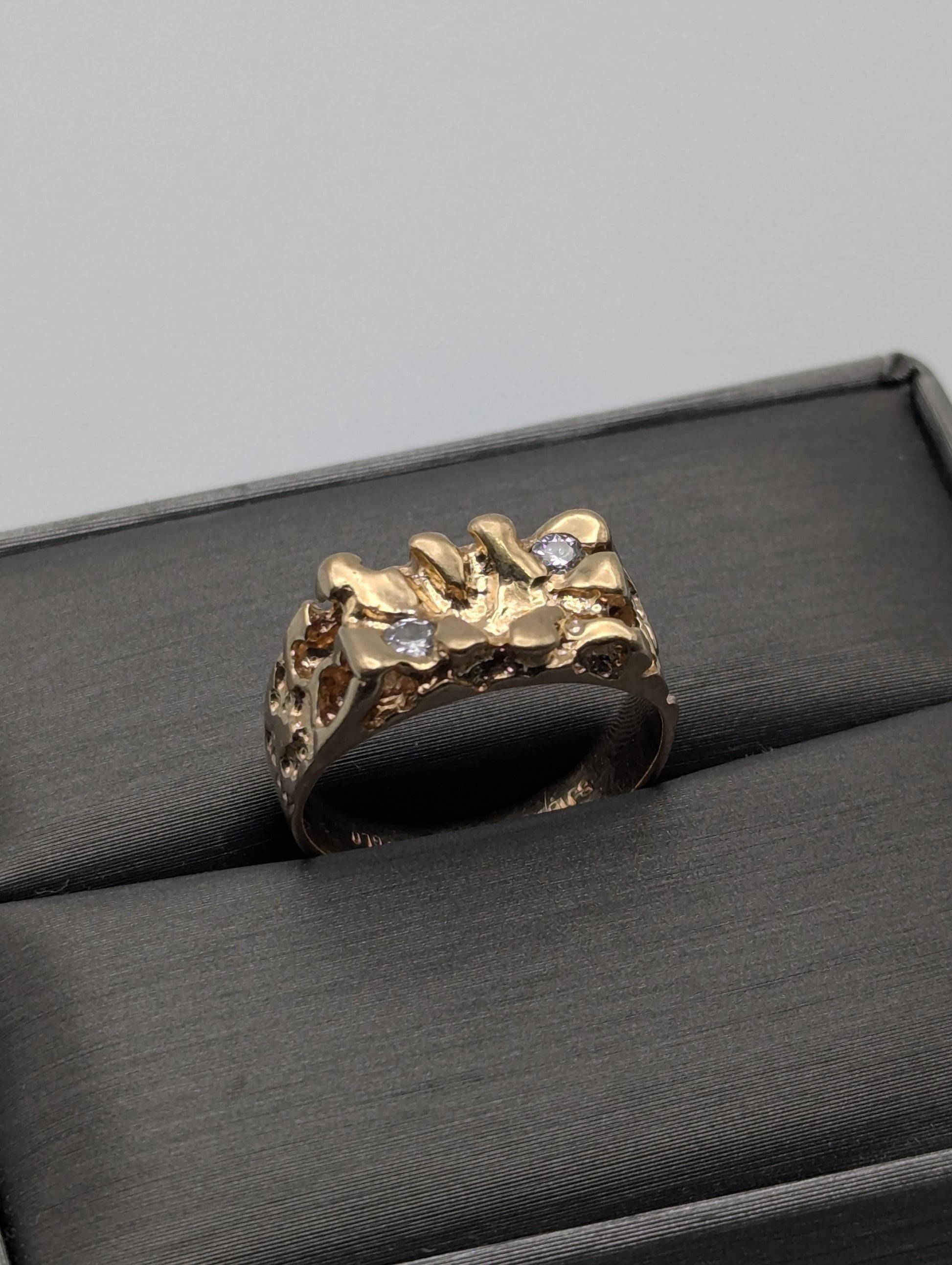 10k Yellow Gold Vintage Diamond Nugget Cluster Ring Cocktail Statement Vintage Ring