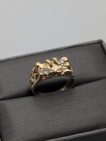 10k Yellow Gold Vintage Diamond Nugget Cluster Ring Cocktail Statement Vintage Ring