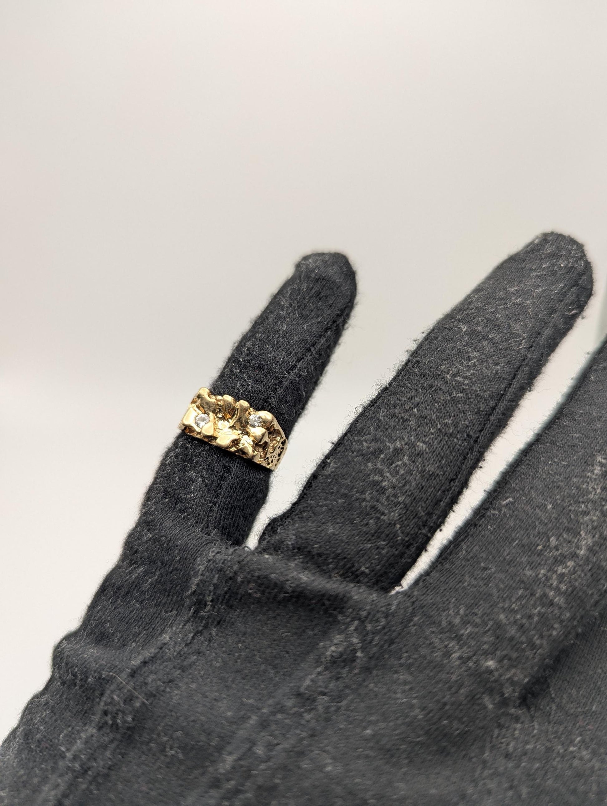 10k Yellow Gold Vintage Diamond Nugget Cluster Ring Cocktail Statement Vintage Ring