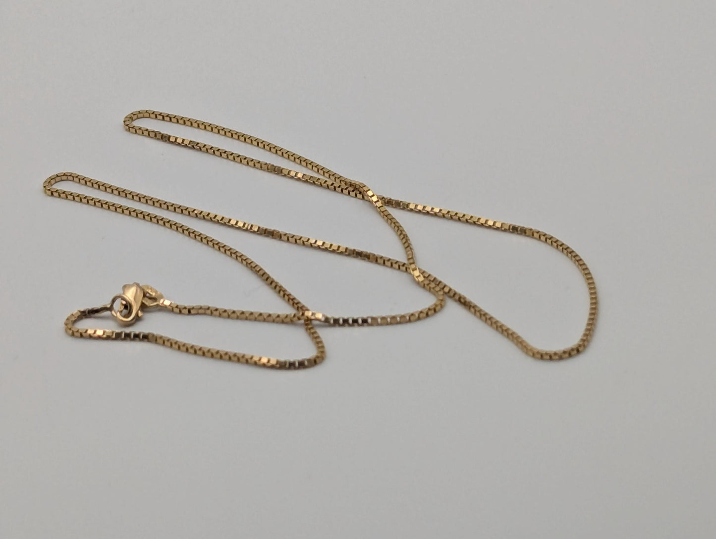 10k Yellow Gold ITALY Box Chain Necklace 18" Box Chain Vintage Box Chain.