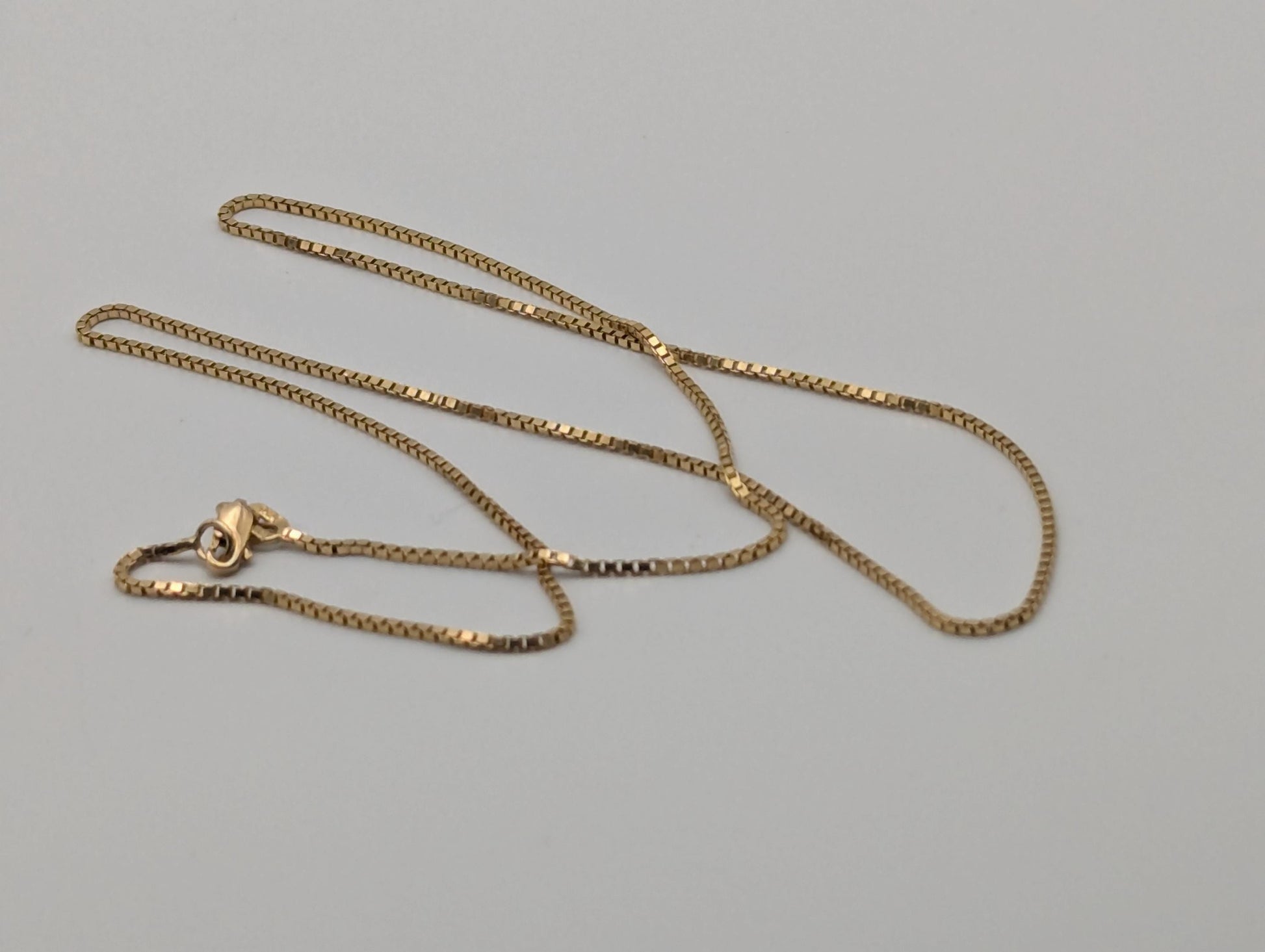 10k Yellow Gold ITALY Box Chain Necklace 18" Box Chain Vintage Box Chain.