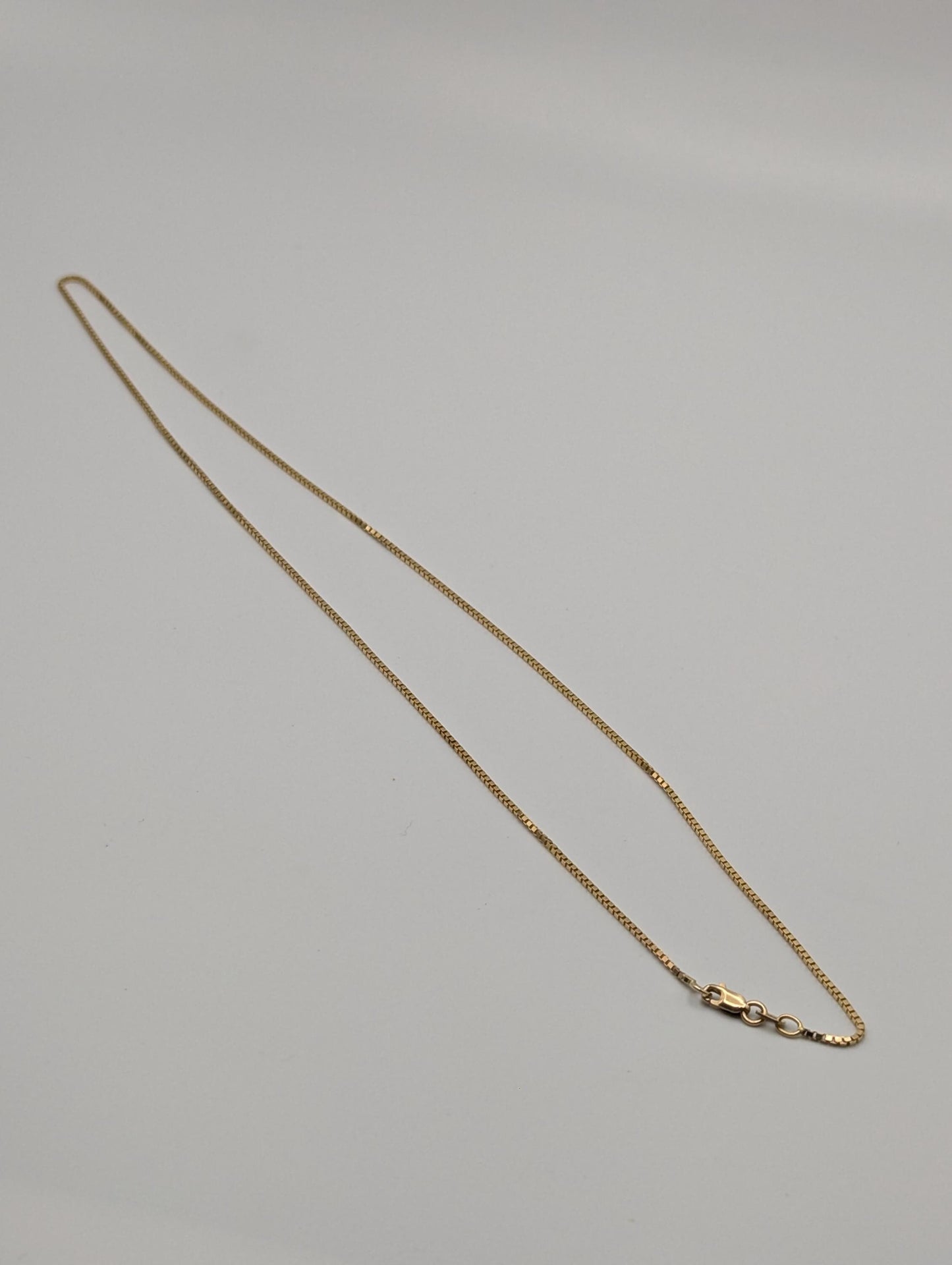 10k Yellow Gold ITALY Box Chain Necklace 18" Box Chain Vintage Box Chain.