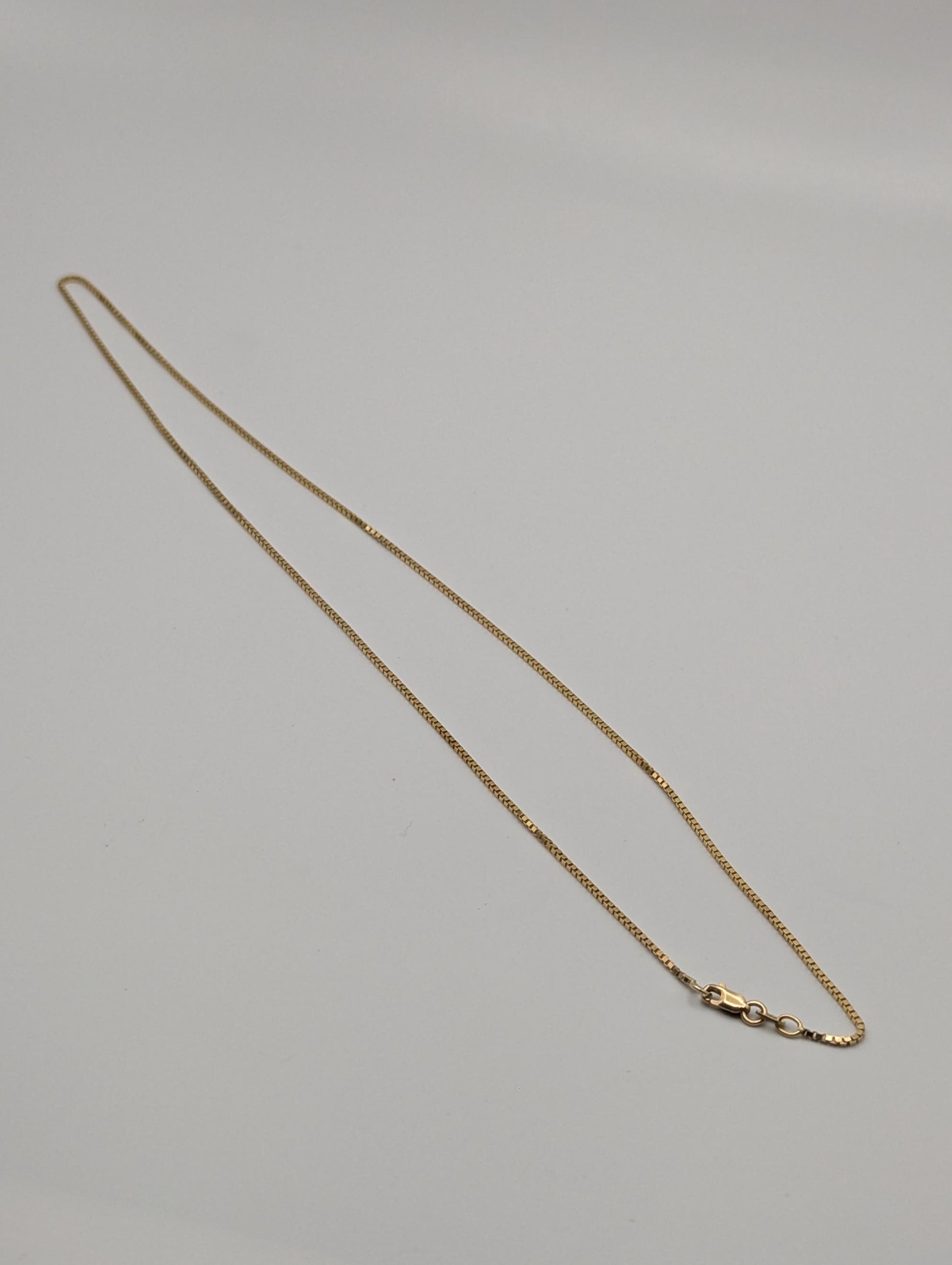10k Yellow Gold ITALY Box Chain Necklace 18" Box Chain Vintage Box Chain.
