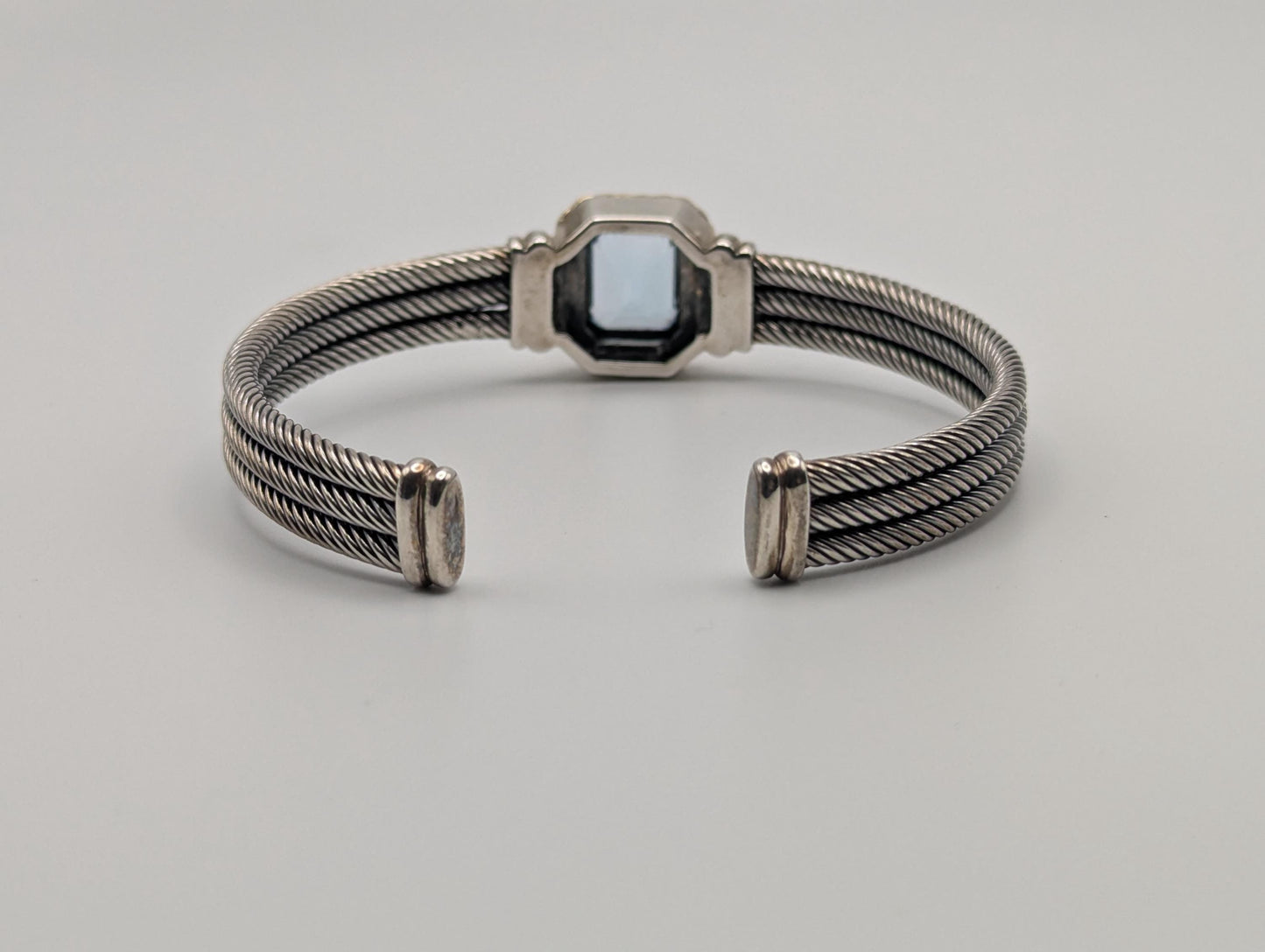 Designer Inspired 14k Gold and Sterling Silver Topaz Cuff Bracelet