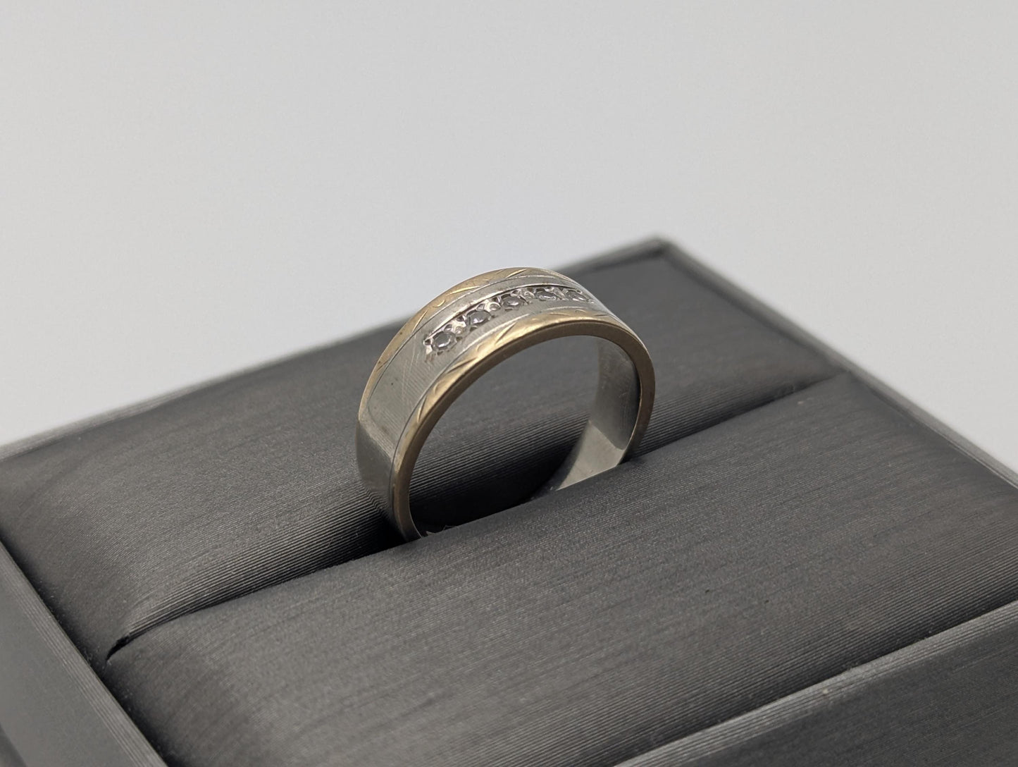 14k Multi Gold Diamond Wedding 6.4 mm Band White Gold Anniversary Ring