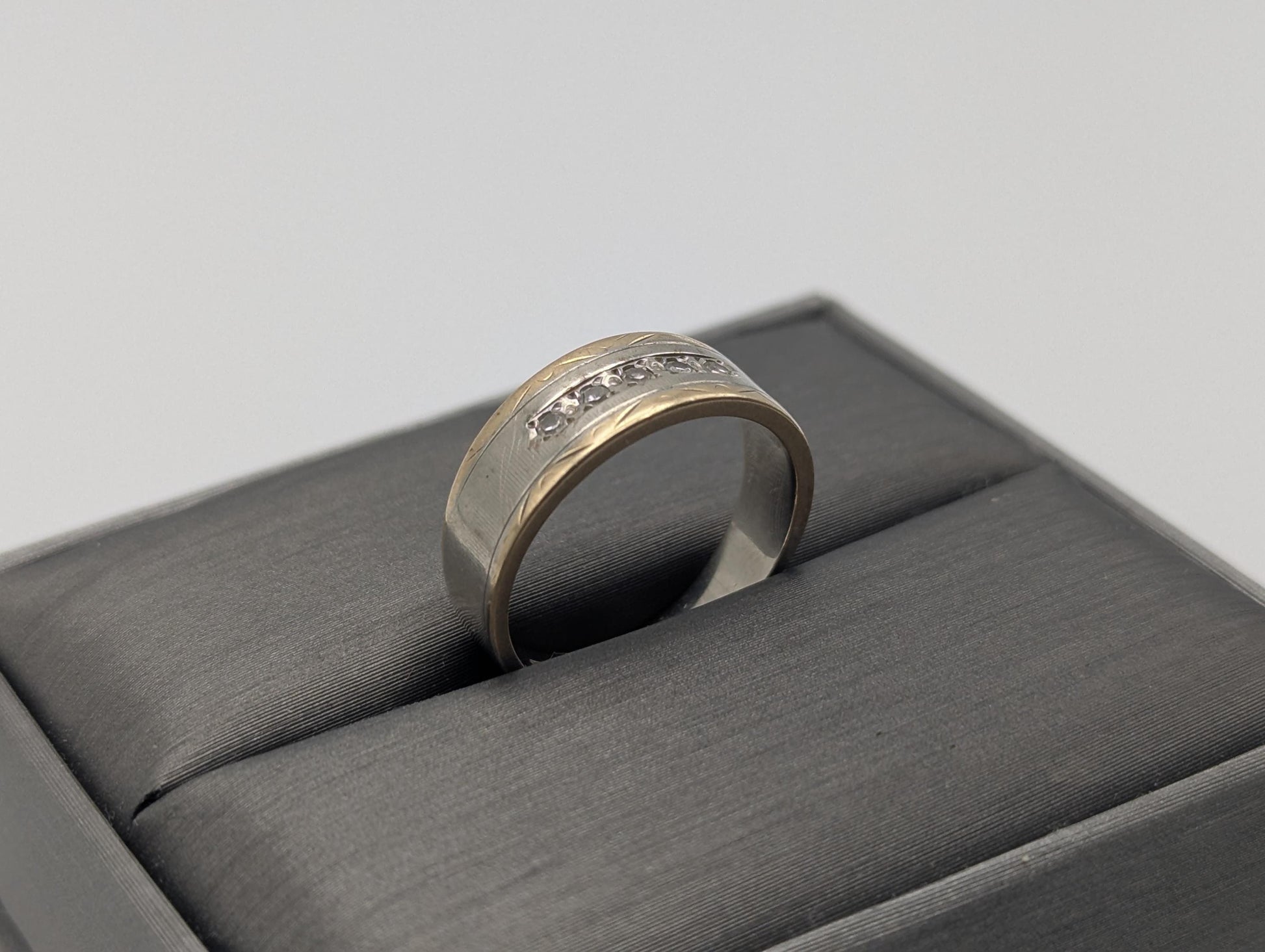 14k Multi Gold Diamond Wedding 6.4 mm Band White Gold Anniversary Ring