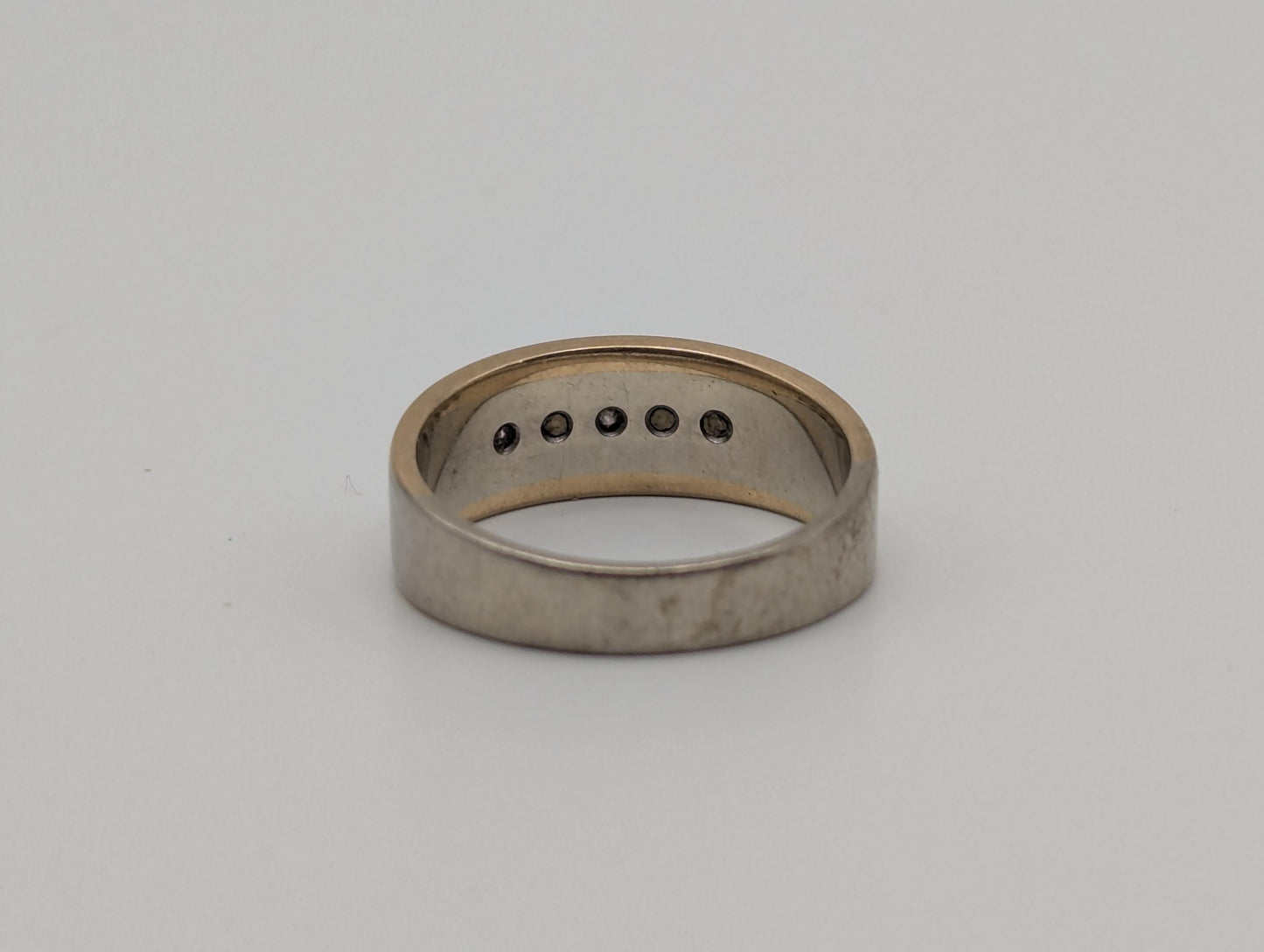 14k Multi Gold Diamond Wedding 6.4 mm Band White Gold Anniversary Ring