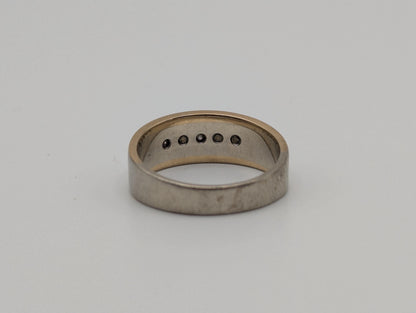 14k Multi Gold Diamond Wedding 6.4 mm Band White Gold Anniversary Ring